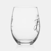 白モダン黒エレガント50誕生日 ステムなしワイングラス (左)