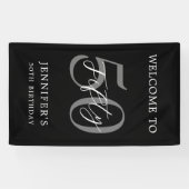 白モダン黒エレガント50誕生日 横断幕 (横)