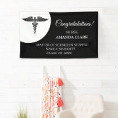 白モダン黒カドゥセウスナースRn卒業 横断幕 (インサイチュ)