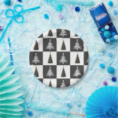 白モダン黒クリスマス ペーパープレート (パーティー)