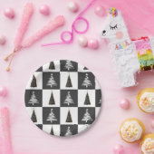 白モダン黒クリスマス ペーパープレート (パーティー)