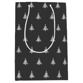 白モダン黒クリスマス ミディアムペーパーバッグ