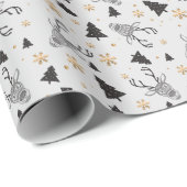 白モダン黒クリスマス ラッピングペーパー (ロールコーナー)