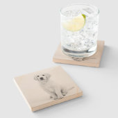 白モダン黒ゴールデンリトリーバー ストーンコースター (横)