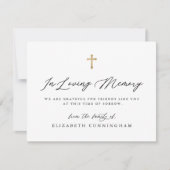 白モダン黒シンプルフェイク十字碑 サンキューカード (正面)