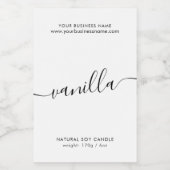 白モダン黒スクリプトろうそく製品ラベル フードラベル (シングルラベル)