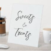 白モダン黒スクリプトスイーツトリッ結婚ツ 台座サイン (インサイチュ)