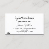 白モダン黒ストライプとモノグラムスタイリッシュ 名刺 (裏面)