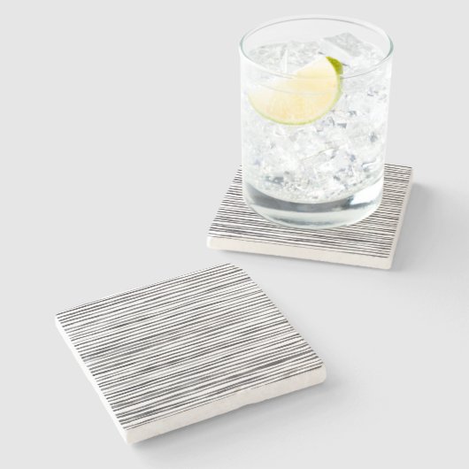 白モダン黒ストライプの水彩   ストーンコースター (横)