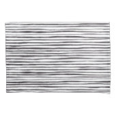 白モダン黒ストライプの水彩   枕カバー (正面)