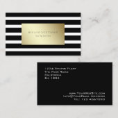 白モダン黒ストライプの色の金ゴールド 名刺 (正面/裏面)