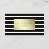 白モダン黒ストライプの色の金ゴールド 名刺 (正面)