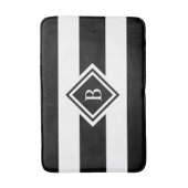 白モダン黒ストライプ バスマット (正面縦)