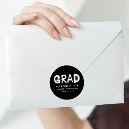 白モダン黒スプレー絵を描卒業 ラウンドシール