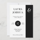 白モダン黒タイポグラフィ結婚ズ 招待状 (正面)
