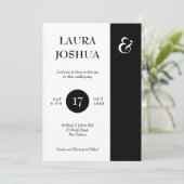 白モダン黒タイポグラフィ結婚ズ 招待状 (スタンド正面)