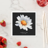 白モダン黒デイジー結婚花 スタンダードカクテルナプキン (インサイチュ)