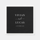 白モダン黒フォーマルミニマル結婚の スタンダードカクテルナプキン (正面)