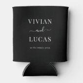 白モダン黒フォーマルミニマル結婚の 缶クーラー (正面)