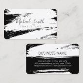 白モダン黒ブラシストロ絵を描ーク 名刺 (正面/裏面)