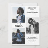 白モダン黒ミニマル写真卒業パーティー 招待状 (裏面)