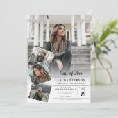 白モダン黒ミニマル写真卒業 招待状 (スタンド正面)