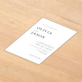 白モダン黒ミニマル結婚の アクリル招待状 (レイダウン)