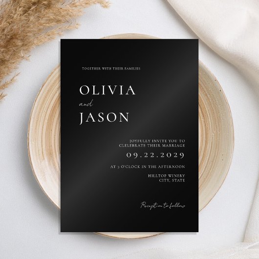 白モダン黒ミニマル結婚の アクリル招待状