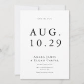 白モダン黒ミニマル結婚の セーブザデート (正面)