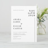 白モダン黒ミニマル結婚の 招待状 (スタンド正面)