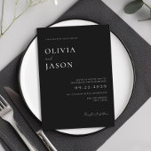 白モダン黒ミニマル結婚の 招待状