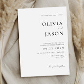 白モダン黒ミニマル結婚の 招待状