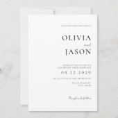 白モダン黒ミニマル結婚の 招待状 (正面)