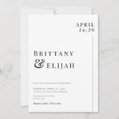 白モダン黒ミニマル結婚の 招待状 (正面)