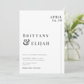 白モダン黒ミニマル結婚の 招待状 (スタンド正面)