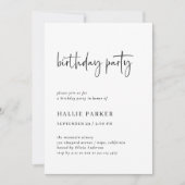 白モダン黒ミニマル誕生会 招待状 (正面)