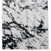 白モダン黒ユニーク大理石模様 シャワーカーテン (正面)