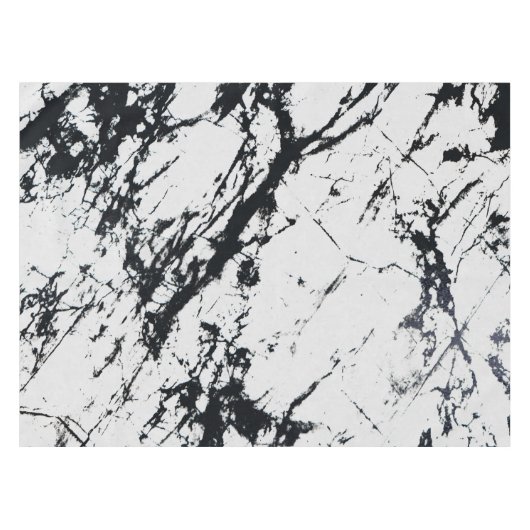 白モダン黒ユニーク大理石模様 テーブルクロス (正面(横))