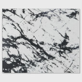 白モダン黒ユニーク大理石模様 ラッピングペーパー (フラット)