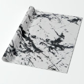 白モダン黒ユニーク大理石模様 ラッピングペーパー (アンロールド)