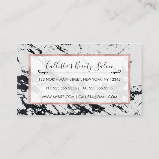 白モダン黒ユニーク大理石模様 割引カード (裏面)