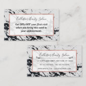 白モダン黒ユニーク大理石模様 割引カード (正面/裏面)