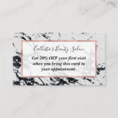 白モダン黒ユニーク大理石模様 割引カード (正面)