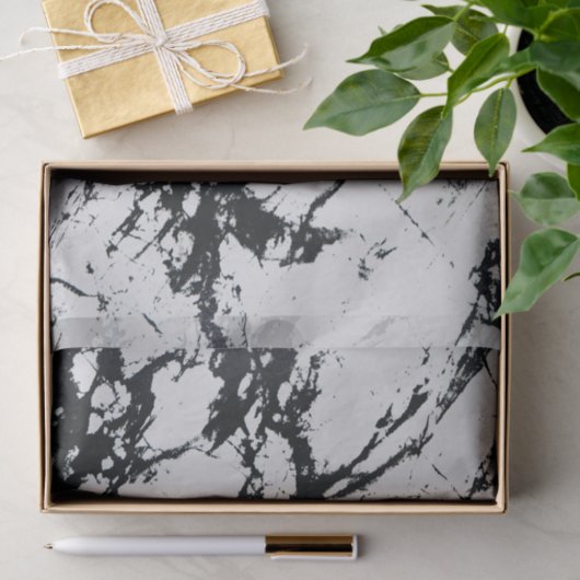 白モダン黒ユニーク大理石模様 薄葉紙 (ギフト)