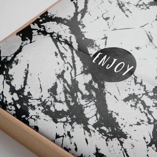 白モダン黒ユニーク大理石模様 薄葉紙