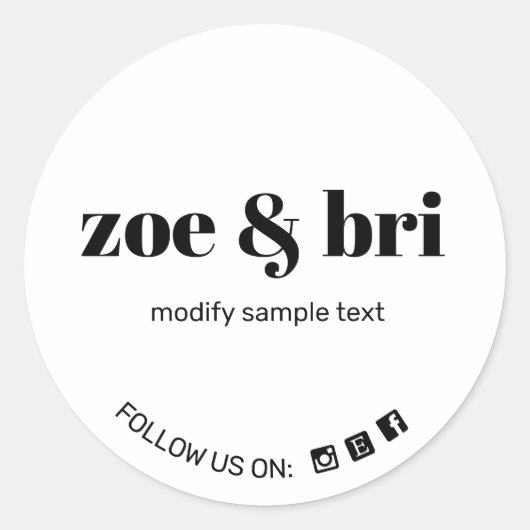 白モダン黒ロゴをソーシャルメディアに追加 ラウンドシール (正面)