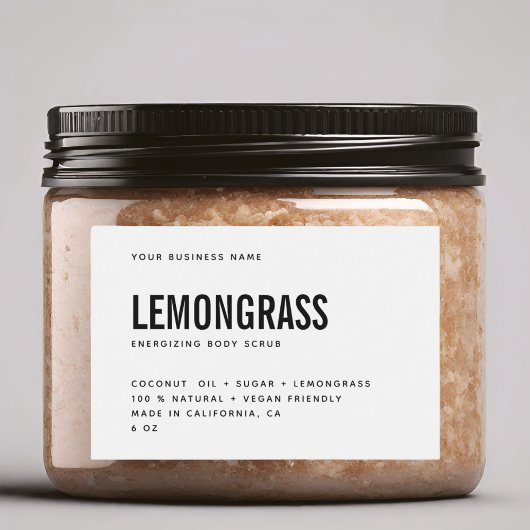 白モダン黒体スクラブ製品ラベル フードラベル