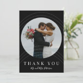 白モダン黒写真結婚 サンキューカード (スタンド正面)