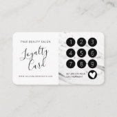 白モダン黒大理石スクリプト ロイヤリティカード (正面)