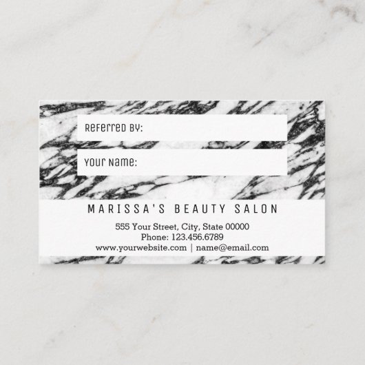 白モダン黒大理石紹介カード 紹介カード (裏面)